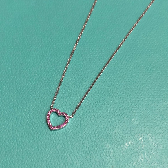 NWT Mini Pink Sapphire Metro Heart Necklace - 16” - Picture 2 of 5